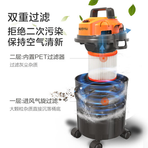 Yili vacuum cleaner household handheld lightweight industrial vehicle-mounted wired household cleaning multi-purpose high-power dry and wet blowing three-use powerful large suction bucket vacuum cleaner 6342-18L