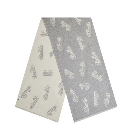 BALLY new product 25 autumn and winter new scarf women's color block wool scarf shawl letter scarf 6312160 light gray 6312160