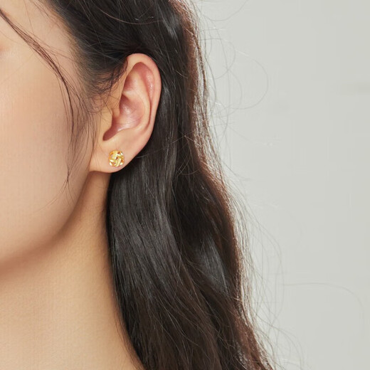 Chow Sang Sang Gold Earrings Pure Gold Cookie Stud Earrings Gift for Girlfriend 69681E Pricing