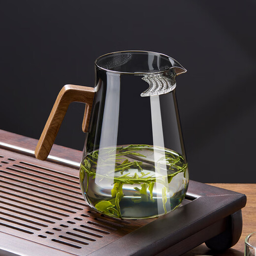Liexuan glass teapot large capacity crescent cup filter tea brewer tea water separator heat-resistant fair cup green teapot ash crescent teapot 1000ml