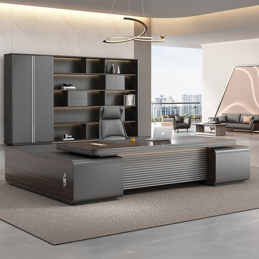 Chengyu boss desk office desk simple modern light luxury leadership office desk and chair combination president executive desk 2.4m double side cabinet + 2.4m background cabinet + boss chair