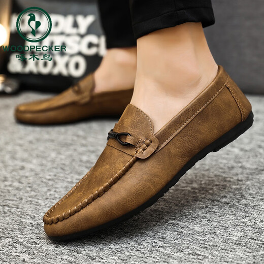 Spechts Sommer atmungsaktiv und rutschfeste Kee-resistente Herrenschuhe 2024 Neue Lazy Herren-Beanie-Schuhe Vielseitige lässige lässige Lederschuhe D831 Black + bequem Innensohle 41