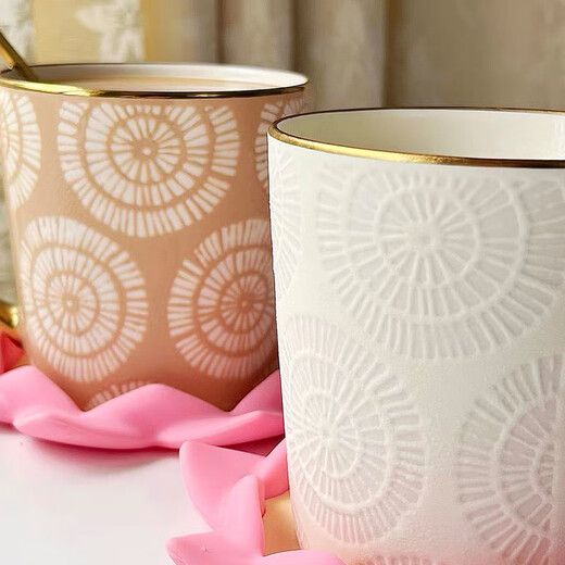 Songfa Porcelain Ceramic Cup Home Office Coffee Cup Water Cup Girls Large Capacity Couple Mug White