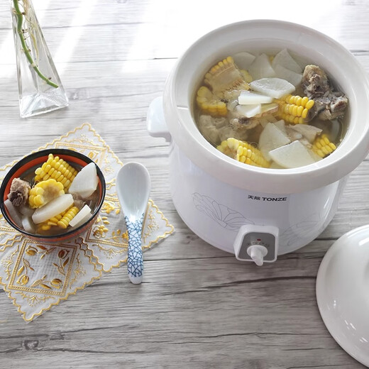 Tianji Electric Stew Pot Ceramic Liner Electric Stew Cup Porridge Pot Porridge Pot Stewing Soup Pot Electric Casserole 1-2-3-4-5 Household Approximately 6 Bowls Recommended for 2-3 People Capacity 2L