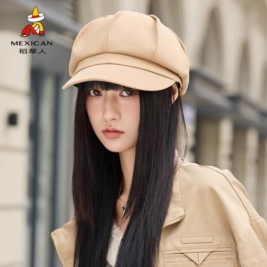 Scarecrow beret women's 2025 spring and summer new Korean version ins style British retro painter hat duck tongue octagonal hat fashionable beige one size