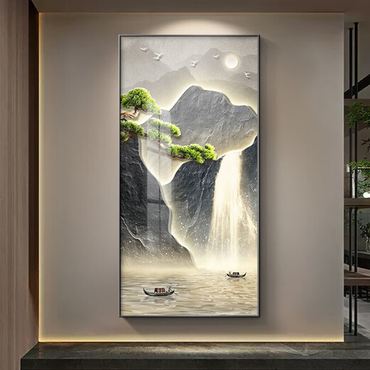 Long time no see. Entrance entrance decorative painting, new Chinese landscape painting, modern light luxury, high-end corridor and aisle hanging painting, opposite door mural.