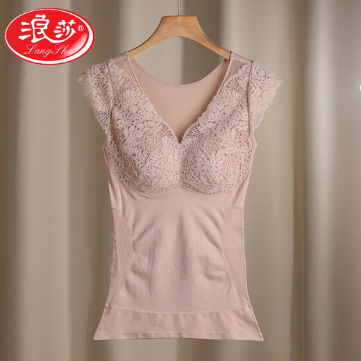 LangSha (LangSha) shapewear upper body bra-free tummy control waist vest body shaping underwear shaping warm corset top for women Skin color L (weight 121-140Jin Jin equals 0.5 kg)