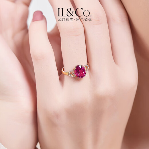 IL&CO Youke cardamom rose 18K gold rubellite ring women's fashion colorful treasure ring birthday gift for wife rubellite rubellite about 1.97 carats size 15