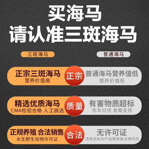 陆零后 三斑海马药材【CAWC认证】大型干海马干货公母一对海龙海马泡酒 【三斑海马1对】 6克