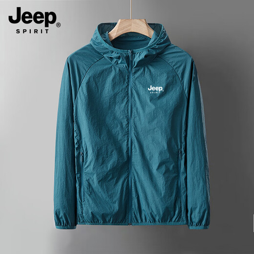 JEEP SPIRIT Jeep Ice Silk Sun Protection Clothing Men's Summer Thin Quick-drying Breathable Fishing Jacket Anti-UV Sun Protection Clothing Men's YGL-1899 Mist Blue 2XL Recommended 130-145Jin Jin equals 0.5 kg