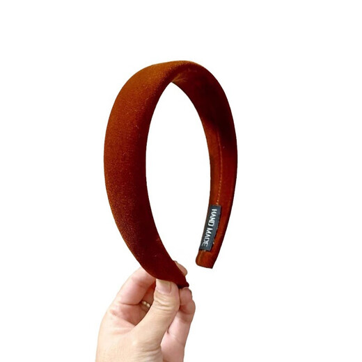 BARY REEF's new Hong Kong style headband with large head circumference, new headband, winter velvet hair accessories, high skull pumpkin color headband hairpin for women, mature pumpkin (whitening)