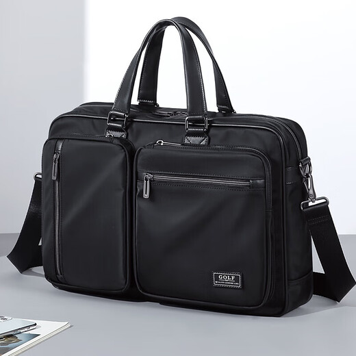 Golf GOLF business briefcase men's large-capacity handbag men's 15.6-inch computer bag multi-compartment water-repellent casual shoulder crossbody bag 5I698441J black