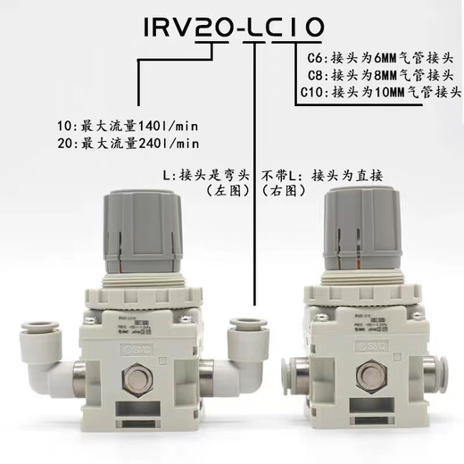 SMC vacuum negative pressure regulator IRV10/20-C06/C08/C10/LC06/LC08-LC10-BG IRV10-C06BG