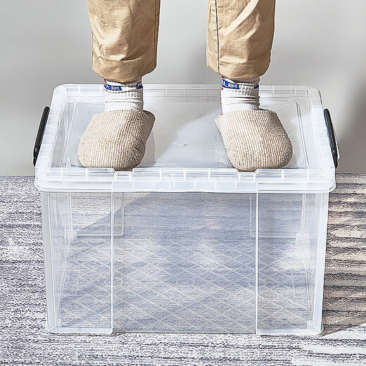 Muranoel Transparent Storage Box Right Angle Thickened Anti-pressure Storage Box Food Grade Plastic Box Household Large Clothes Organizing Box Anti Pressure Thickened Right Angle Box-32#L-Outer Size 47. Food Grade Material + Thickened Right Angle