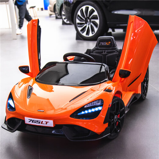 Geleeo McLaren children's electric car four-wheel baby car can seat men and women and children remote control toy sports car children's car, painted wine red, four-wheel drive + LED light + swing