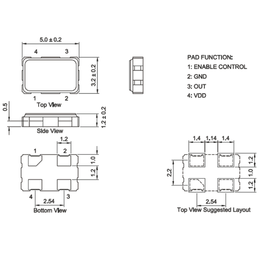 Lanshi SMD active crystal oscillator 50MHZ (20 pieces)
