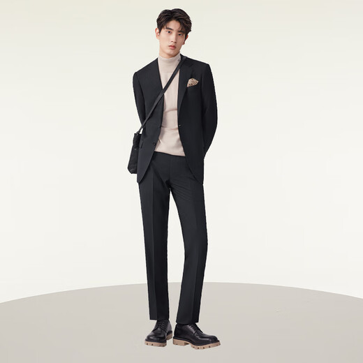 Hongdou shopping mall same style suit men's business casual wool modal slim flat lapel suit jacket for men S1 black suit M 170/92A