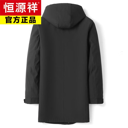 Hengyuanxiang winter parka for men, removable mink fur coat, whole mink lining, dad coat and fur all in one, black (block mink fur lining/sleeves plus rabbit fur XL 175