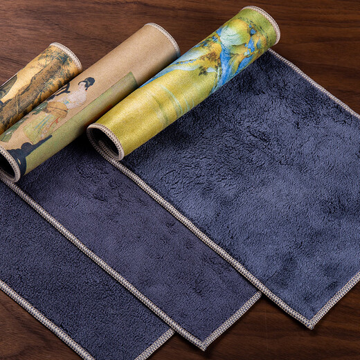 Baipinliang high-end new Chinese style super absorbent tea towel, ancient painting, Zen tea mat, velvet tea cloth, Kung Fu tea table gift box, 4 pieces in gift box (picture style shipped) No Specifications