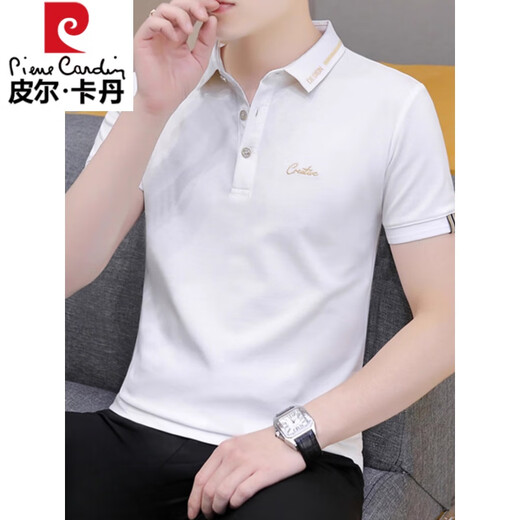 
Pierre cardin short-sleeved T-shirt men's trend 2025 new white top summer men's lapel POLO collar shirt T-shirt 683 smoke gray L (suitable: 120-135Jin [Jin equals 0.5 kg])