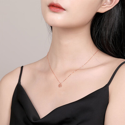 Saturday blessing 18K gold necklace women's rose gold necklace birthday gift KI066879 about 40+5cm