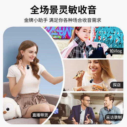 Good Shepherd Wireless Lavalier Microphone Anchor Live Douyin Short Video Recording Equipment for Mobile Phones Special Outdoor Noise Reduction K-Song Recording Radio Microphone Button Microphone Little Bee One for Two Button Microphone One for One丨Free Storage Bag Android Version + Apple 15