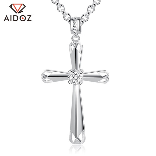 Aido Diamond pt950 platinum cross pendant men's fashionable platinum pendant weighs 10.9-11.1 grams + black leather cord