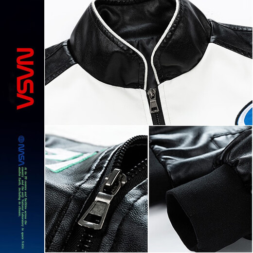 NASALIKE official fashion brand American retro motorcycle leather jacket men's autumn and winter baseball uniform pilot jacket high street men's jacket black 2XL (recommended 145-165Jin Jin equals 0.5 kg)