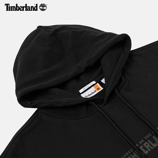 Sudadera con capucha oficial de Timberland al aire libre al aire libre, cómoda cómoda impresión de tela Terry A695B A695B001/Black XS