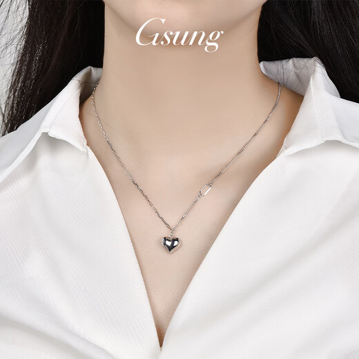 GsunG platinum chain set for women new PT950 love necklace fashionable and shiny AB chain platinum necklace for girlfriend PT950 necklace about 8.5 grams 45 cm pre-order