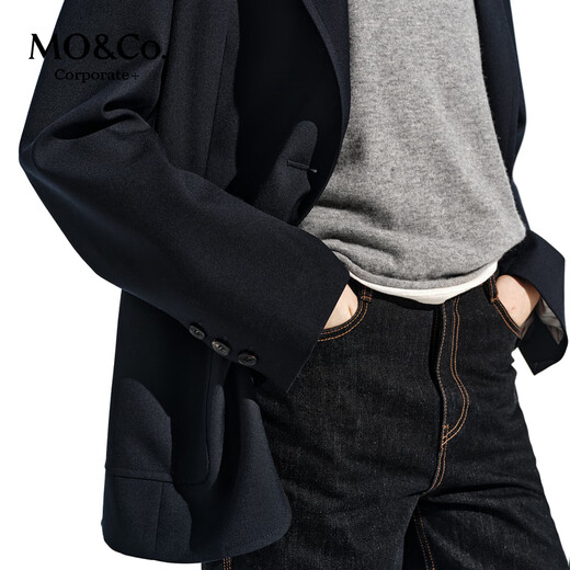 MO&Co. C+ Series Spring Suit with Sheep Wool Intellectual College Style Shoulder Pads MBE1BLA023 Navy Blue S 160