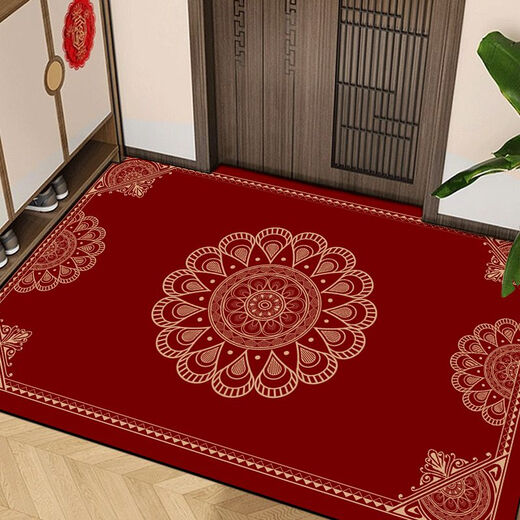 Cai Die Ling Chinese style entrance door floor mat diatom mud door mat entry door mat non-slip festive entrance square red green yellow blessing (yellow) 60x90cm diatom mud wear-resistant non-slip