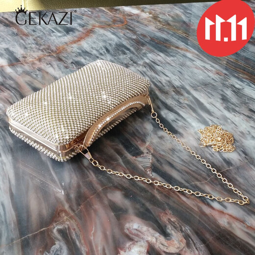 GEKAZI 2022 Chinese Valentine's Day handbag women's small bag banquet clutch bag evening dress dinner bag diamond wedding cheongsam bag handbag gold noble gold