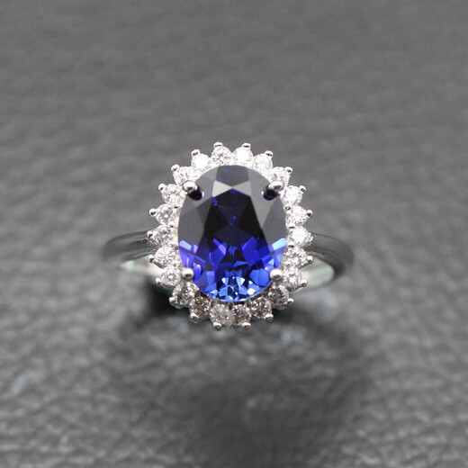 Bindao Princess Diana sapphire ring for women genuine sterling silver hypoallergenic live classic dark blue color gemstone tanzanite main stone (10X14mm)