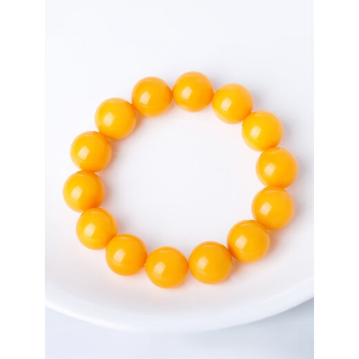 Royal copy, with national inspection certificate, natural raw mineral genuine beeswax bracelet for men and women, single circle chicken oil yellow old beeswax bracelet, 25 grams, bead diameter 14mm (unisex style) approx.