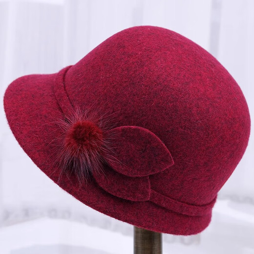 Yaoxin autumn and winter middle-aged and elderly hats women's woolen hats for the elderly and mothers winter warm hats for grandmothers and old ladies hats gray one size
