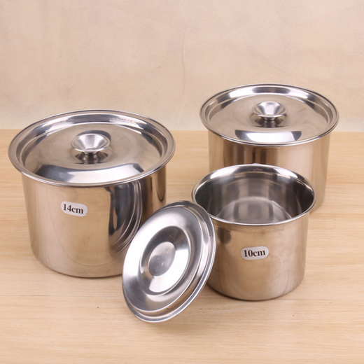 Detif stainless steel flavor cup seasoning jar seasoning jar commercial household stew pot with lid flavor box oil basin with lid round 12cm extra thick seasoning jar (without lid) free spoon 1