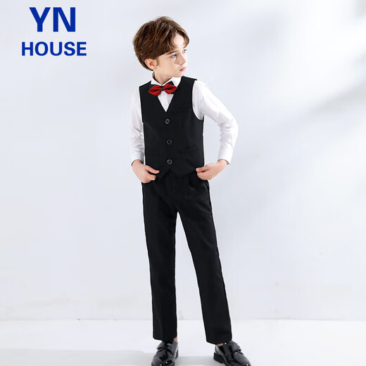 Yinuofang children's suit vest suit boy suit dress performance suit black vest suit 130CM