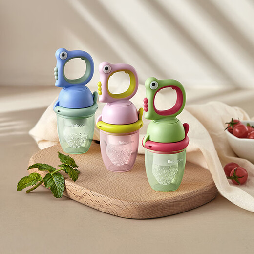 BY BABYCARE Baby Fruit Bite Bag Baby Eats Fruit BBC Food Complementary Fruit and Vegetable Fun Double Mesh Bag + With Anti-Counterfeiting Code Vogel Powder - Free Chain Drop Prevention + Total 2 Mesh Bags 1 Pack