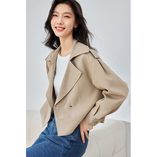 梵希蔓卡其色短款风衣外套女小个子2024年秋季新款高级感气质上衣 M3891 卡其色 M