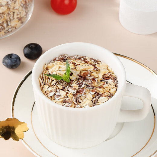 West wheat instant oatmeal, mixed cereals, fitness and health meal replacement, nutritious breakfast brewed food for middle-aged and elderly people, high fiber rye bucket 1105g, free pure wheat