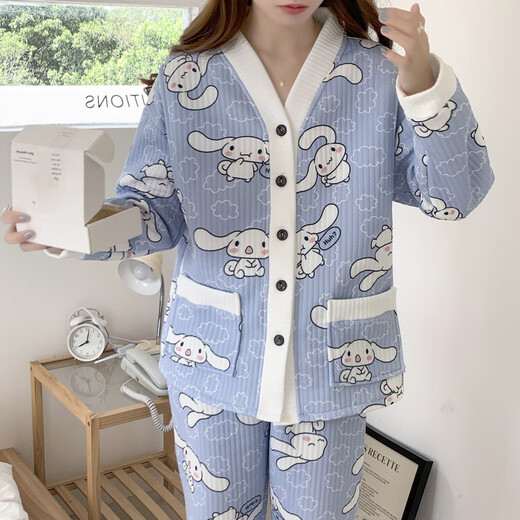 窈欣加肥加大码200斤产妇睡衣月子服春秋纯棉产后秋冬孕妇家居服套装 MM983秋冬纯棉中厚款当天拍下送运费险 3XL 建议160190斤穿