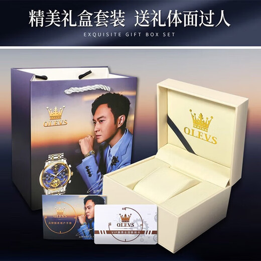 Oleis levs Schweizer zertifizierte Brand Watch Herren Mechanical Watch Luminous Waterfof Star-Serie Herren Uhren High-End-Herren-Uhr Olevs-9923-Natural Starry Sky Blue Surface