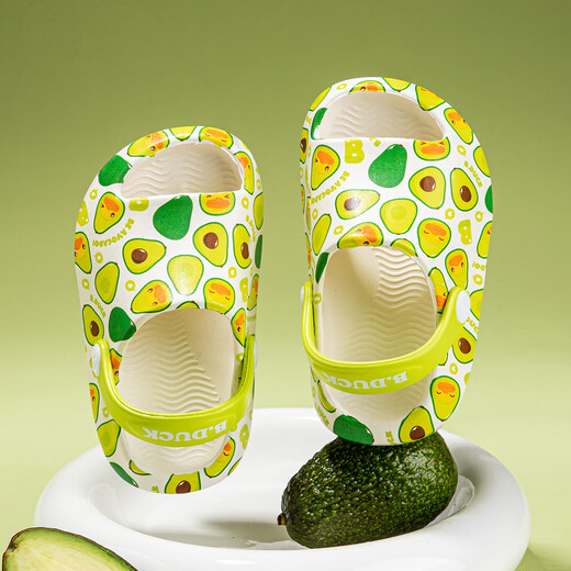 B.Duck little yellow duck children's shoes children's garden shoes summer open-toe sandals for boys and girls baby hole shoes 5978 green 25