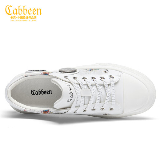 卡宾帆布鞋男鞋冬季涂鸦国潮小白鞋子男士运动休闲鞋百搭潮鞋低帮板鞋 白色 39 比运动鞋偏大一码