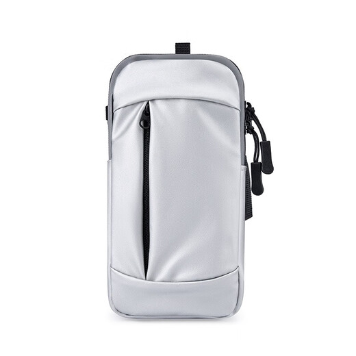 OUDU running and mountaineering mobile phone arm bag outdoor sports pu leather waterproof 7-inch arm strap fitness cycling equipment wrist bag silver gray under 7 inches