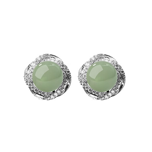 QPQK Hetian Jade Ear Clip No Ear Hole No Punching Earrings Jade Earrings Temperament High-end 2025 New Earrings Women Sapphire Silver Ear Clips Gift Box