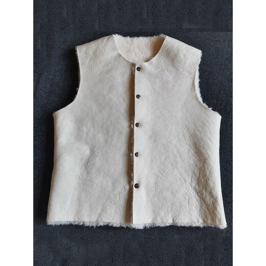 IMPRESSWIT real sheep fur one-piece vest winter sheep shear liner round neck vest vest middle-aged and elderly dad's vest zipper round neck full without splicing XL