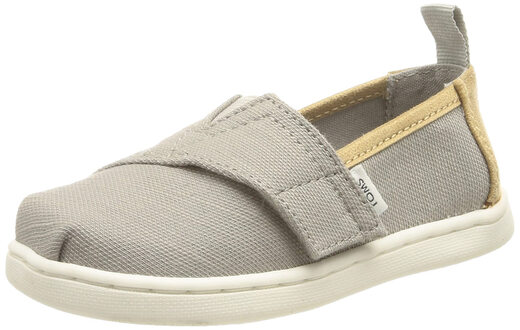 TOMS children's canvas shoes, unisex for 8-12 years old, comfortable round toe, elastic upper, gray 4 Big Kid