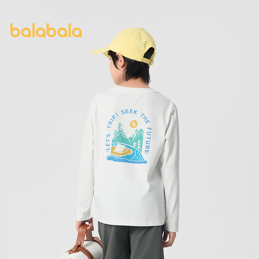 Balabala children's clothing children's long-sleeved t-shirt boys and girls 2025 spring round neck comfortable long-sleeved top 208125100201